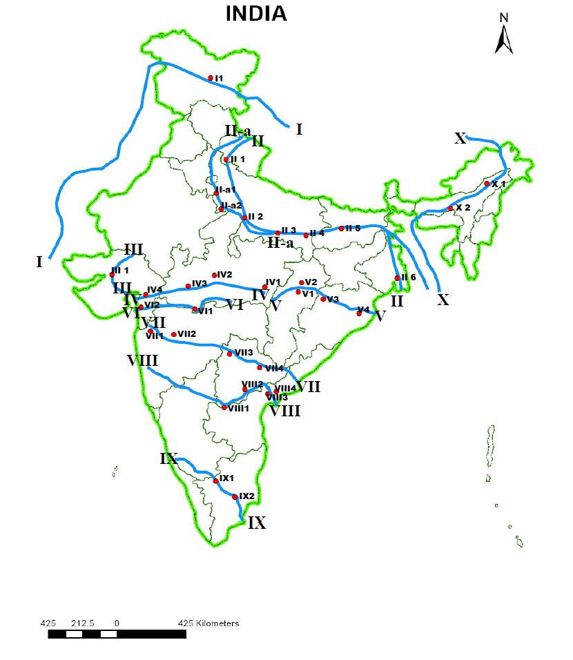 Indian Rivers and Settlement Quiz.
