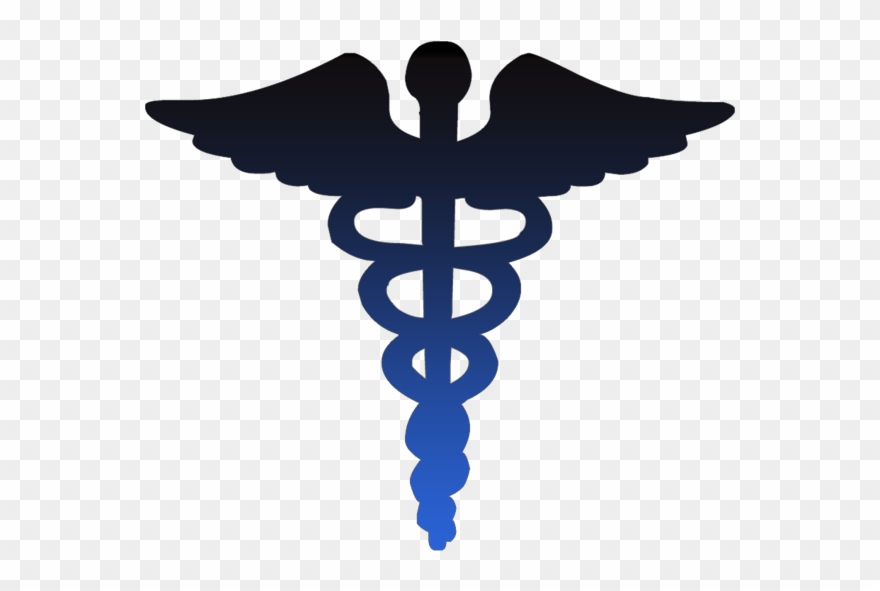 Caduceus Medical Symbol Blue Clipart Image.