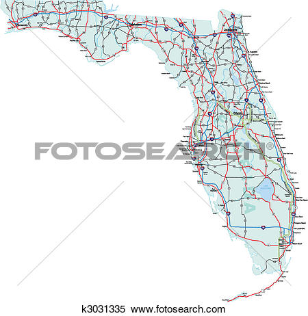 Clipart of Florida Interstate Road Map k3031335.