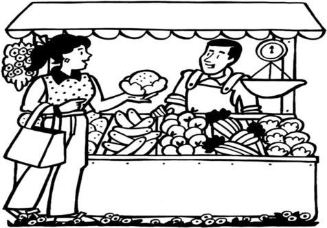 Produce Stand Coloring Pages