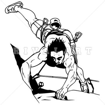 Rock climbing clipart black and white.