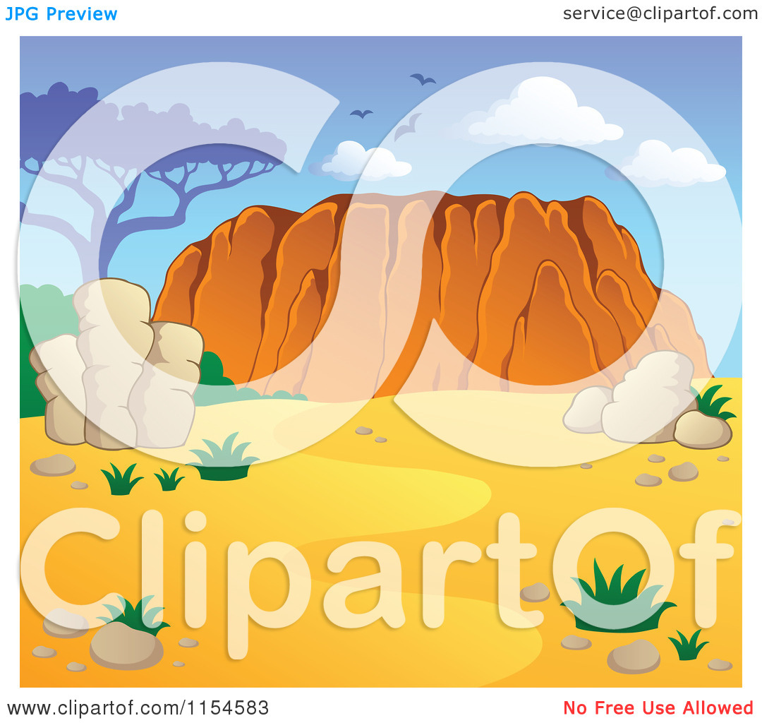 Cartoon of an Australian Landscape with Desert and Ayers Rock.