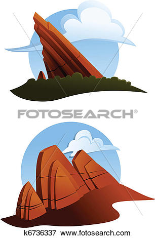 Clip Art of Red Rock Outcroppings k6736337.