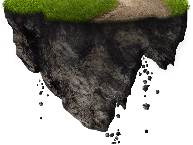 Floating Island With Falling Rocks PNG Free Image (Isolated.