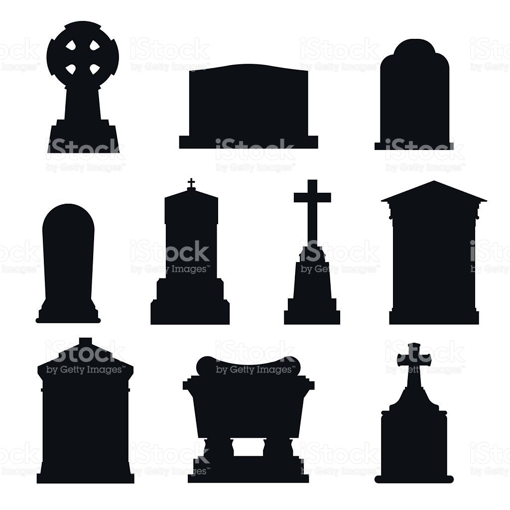 Tombs Stone Grave Vector Construction Black And White Icons stock.