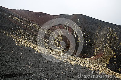 Scenery And Craters Silvestri Of Mt. Etna Volcano Stock Photo.