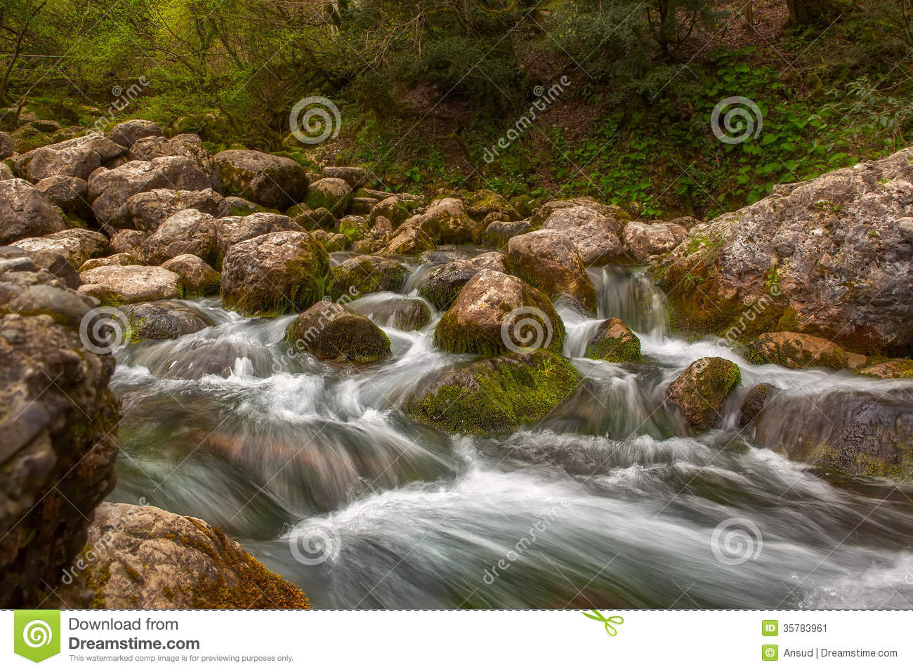 Stream With Rocks Clipart.