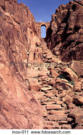 Stock Photography of Ancient Stairway up Rocky Outcrop Sinai Egypt.