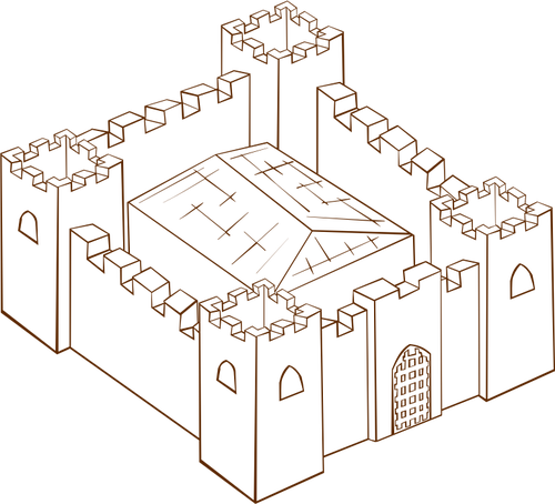 Vector clip art of role play game map icon for a fortress.