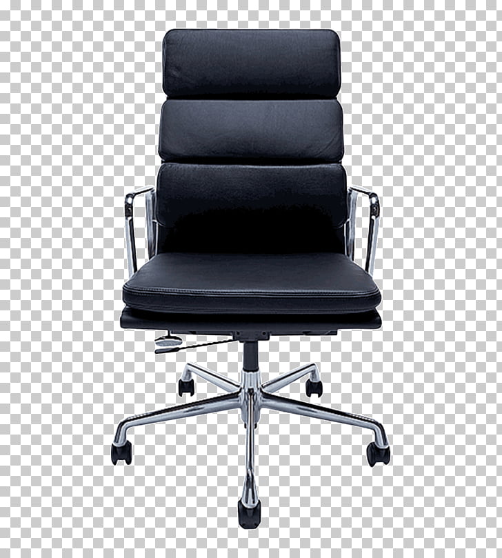 Office Chair, black leather office rolling chair PNG clipart.