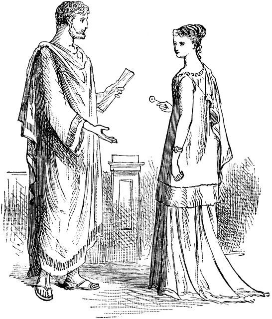 Man and Woman in Roman Clothing.