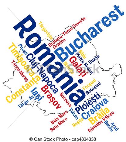 Romania map and cities.
