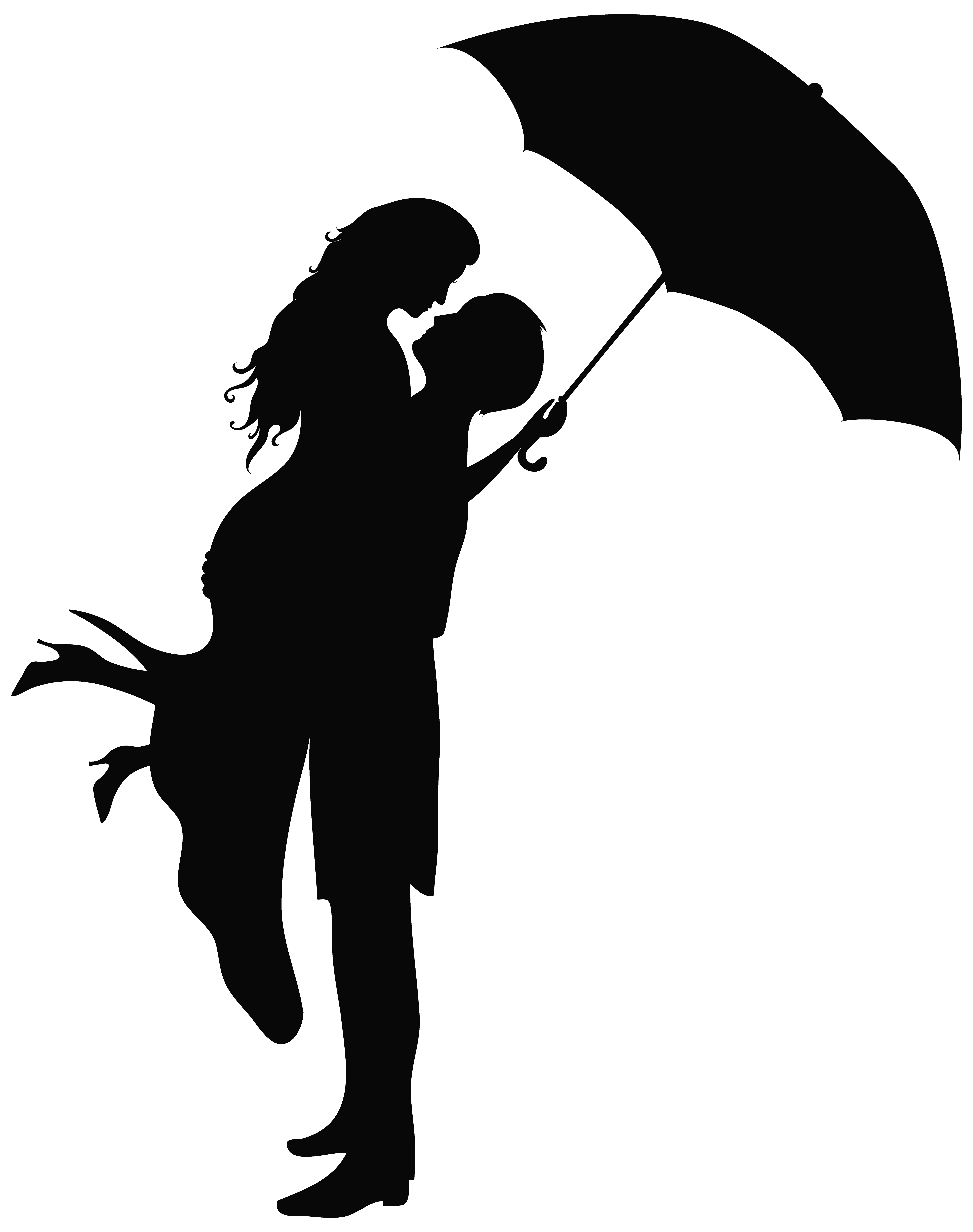 Romantic Couple Silhouettes PNG Clip Art Image.