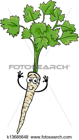 Clip Art of cute parsley root vegetable cartoon illustration.