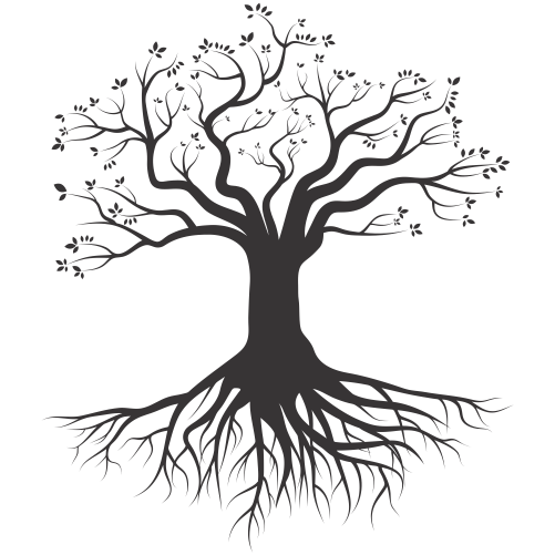 Tree Root Silhouette Drawing.