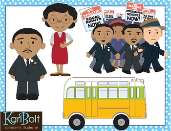 Martin Luther King Jr and Rosa Parks Clip Art.
