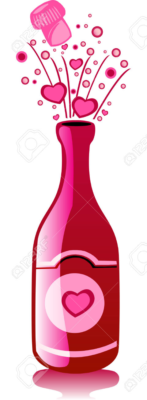 Vector Love Potion, Champagne For Valentine's Day Or Love. Royalty.
