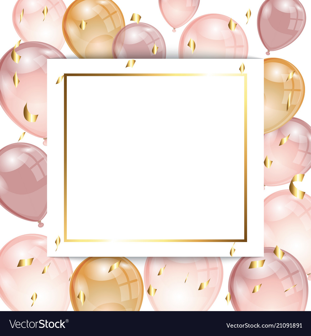 Background with balloons and confetti.