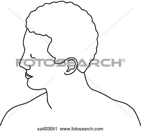 Clipart of Anterior view of male head and neck rotated to its.