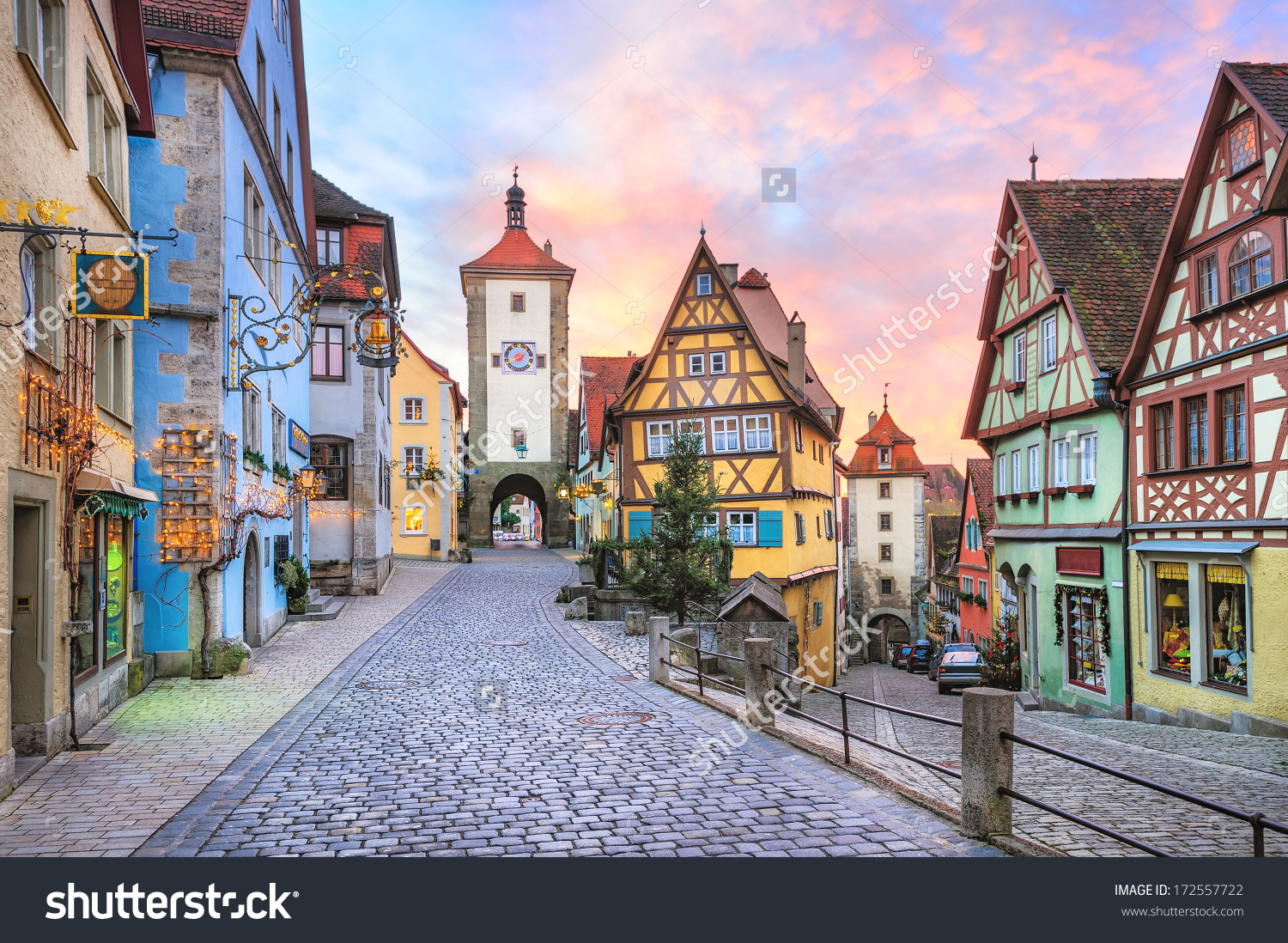 Rothenburg Ob Der Tauber Picturesque Medieval Stock Photo.