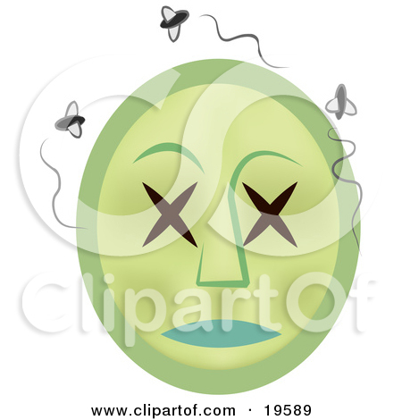 Clipart Illustration of a Rotting Dead Emoticon Face Surrounded By.
