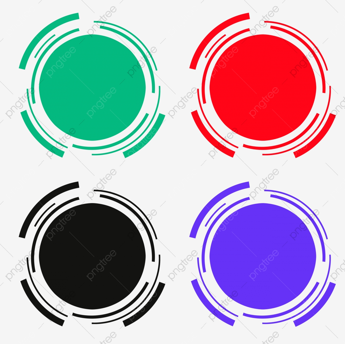 Round Circle Digital Electronic Banner Png Psd Four Colors.