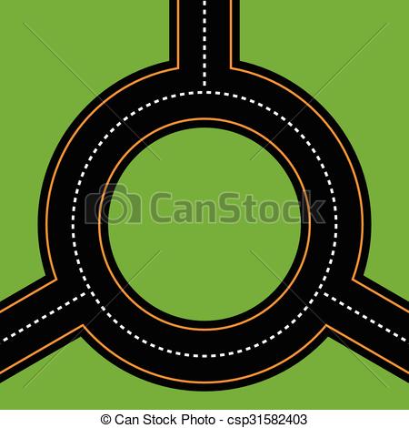 Roundabout road clipart.