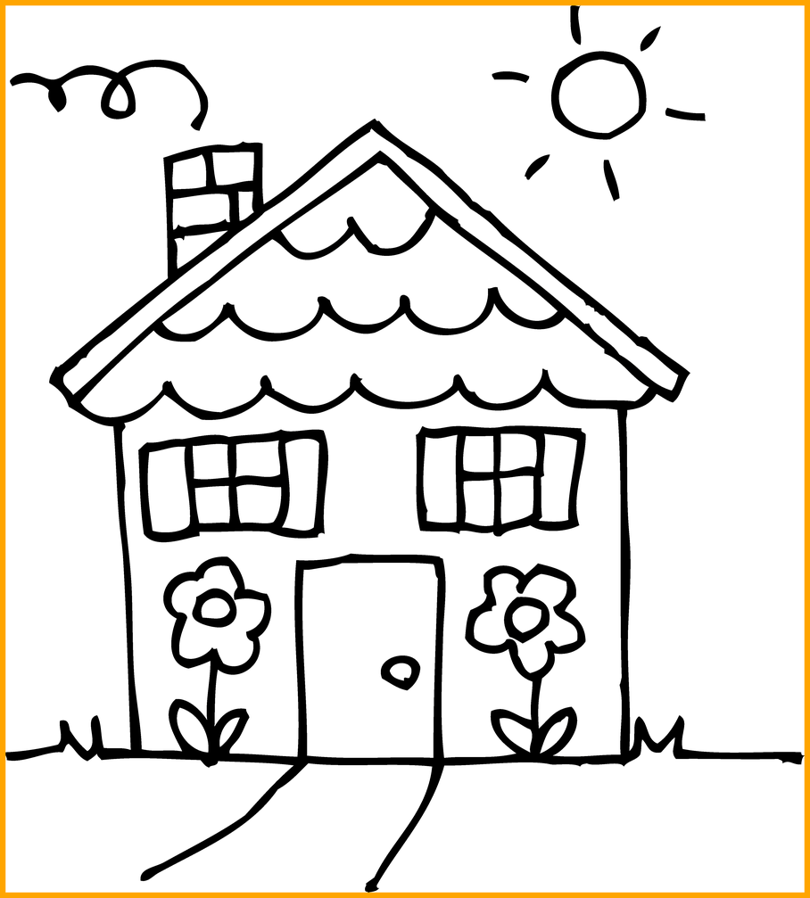 Shocking House Coloring Clipart Of White Page Popular.