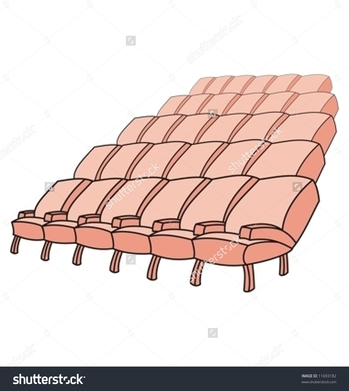 Rows Empty Pink Chairs Vector Stock Vector 11693182.