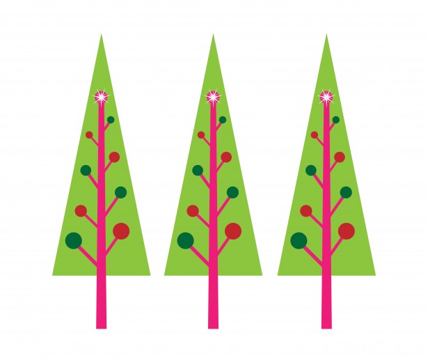Rows of christmas trees clipart.