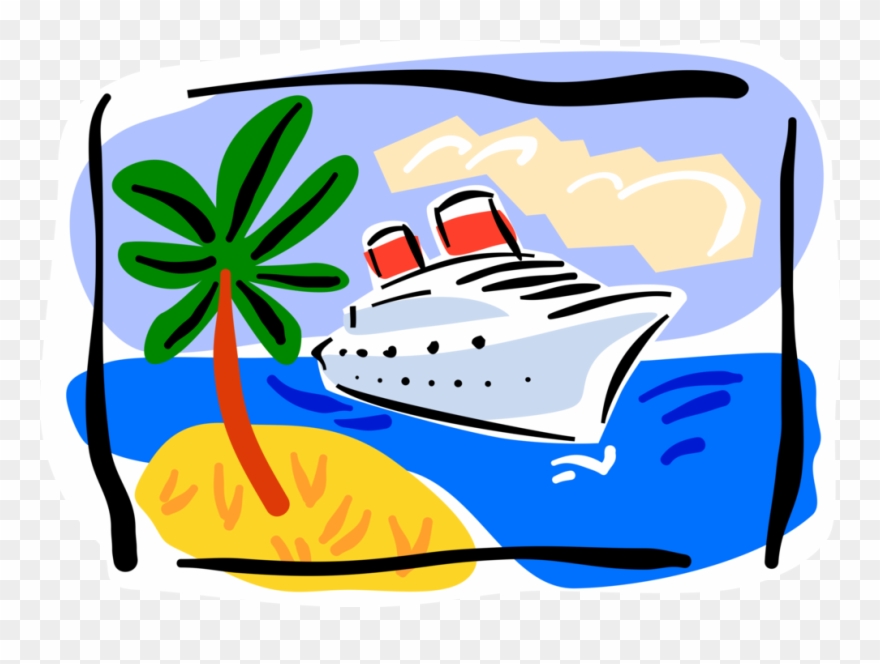 Vector Illustration Of Cruise Ship Or Cruise Liner.