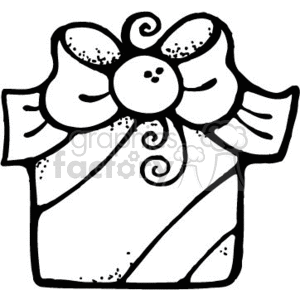 black and white present with a bow on the top clipart. Royalty.