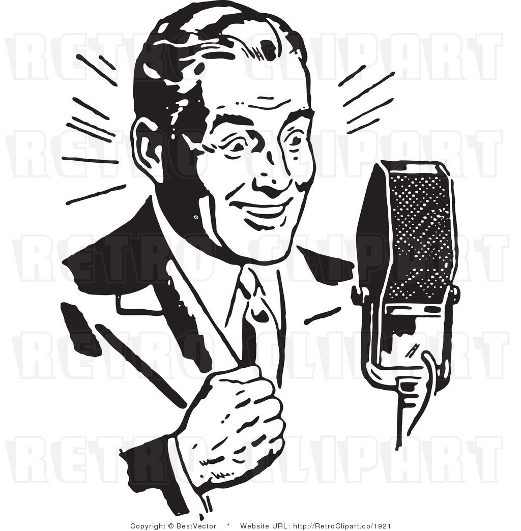 Royalty Free Black and White Retro Vector Clip Art of a.