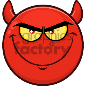 Royalty Free RF Clipart Illustration Smiling Red Cartoon Smiley Face  Character With Evil Expressions Vector Illustration Isolated On White  Background.