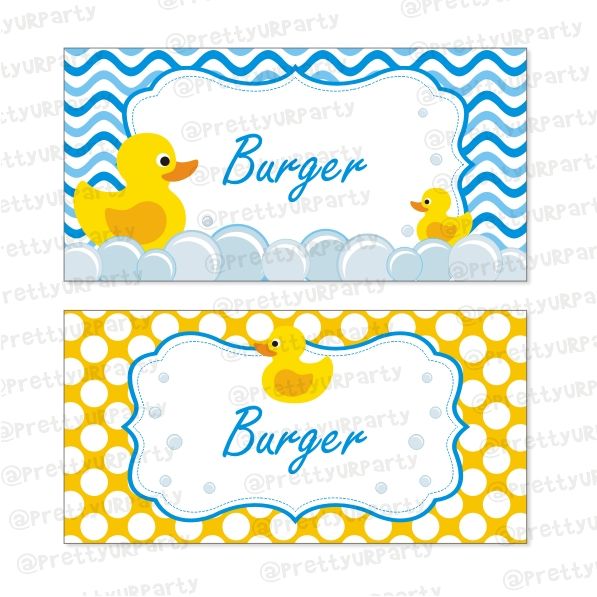 Rubber Ducky Food Labels / Buffet Table Cards.