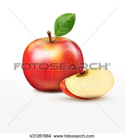 Clipart of vector ruddy apple with apple slice k31261664.
