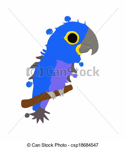 Drawing of Parrot with ruffled featherd.