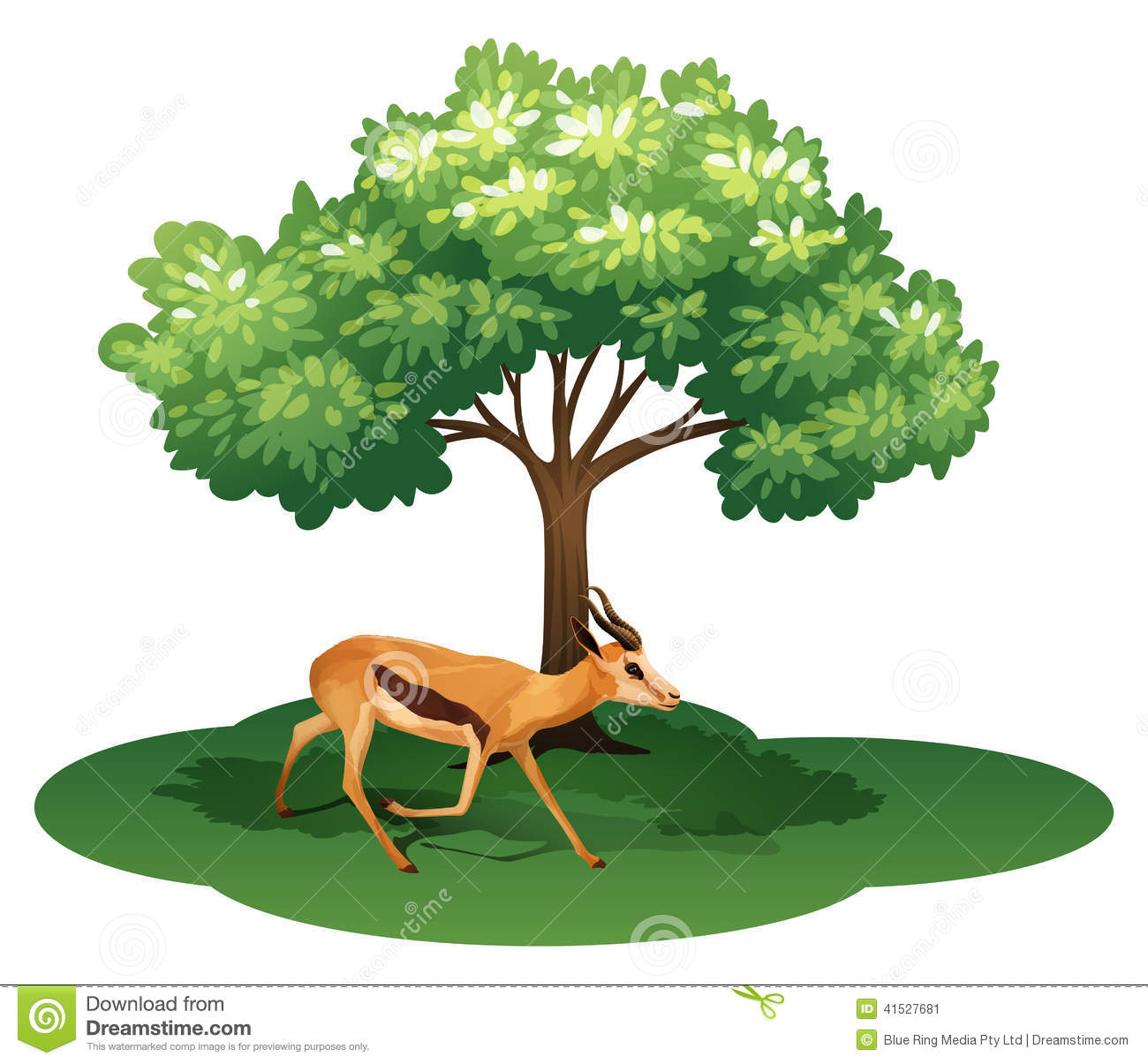 A Deer Under The Tree Stock Vector. A Deer Under The Tree Stock Vector.