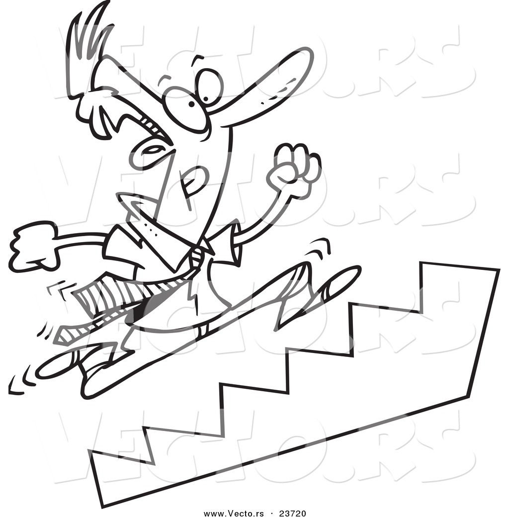 Running up stairs clipart.