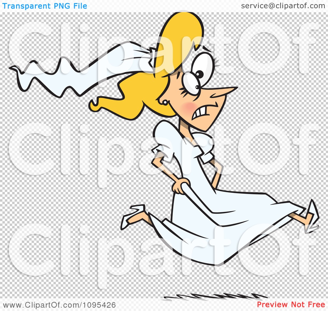 Clipart Cartoon Runaway Or Late Bride.