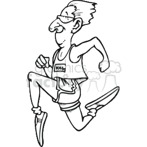 black and white man running clipart. Royalty.