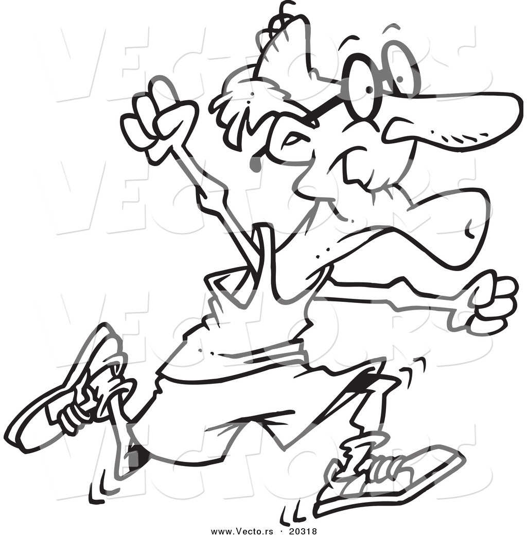 Vector of a Cartoon Fit Senior Man Running.