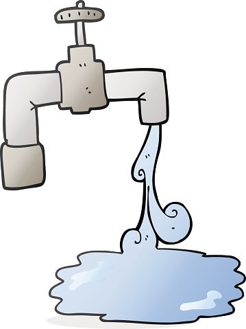 cartoon running faucet Clipart Image.