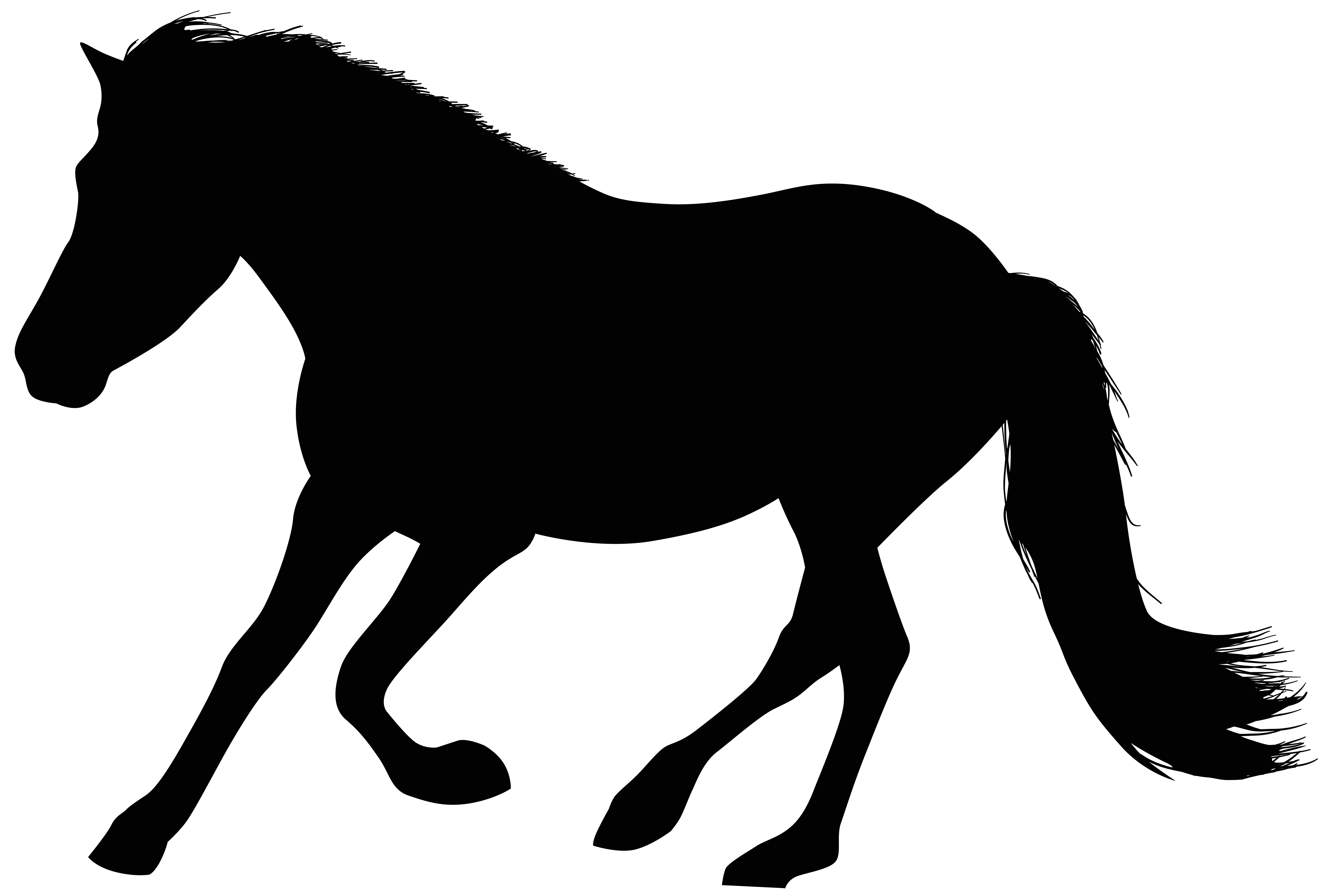 Running Horse Silhouette Clip Art Image.