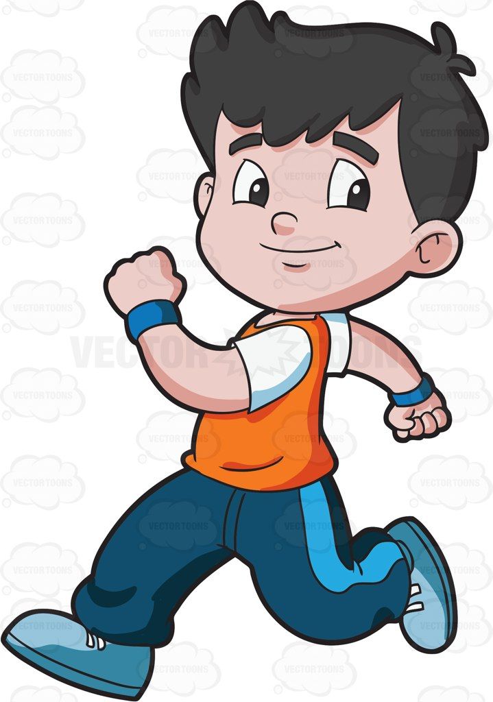 A boy running confidently.