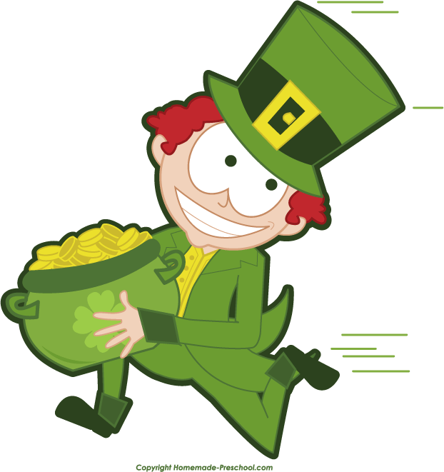 Running leprechaun clipart.