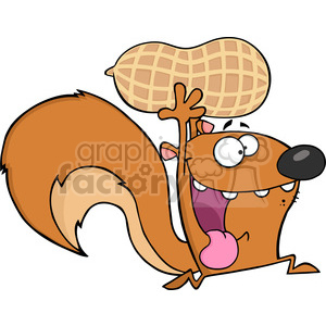 6738 Royalty Free Clip Art Crazy Squirrel Cartoon Mascot Character Running  With Big Peanut clipart. Royalty.