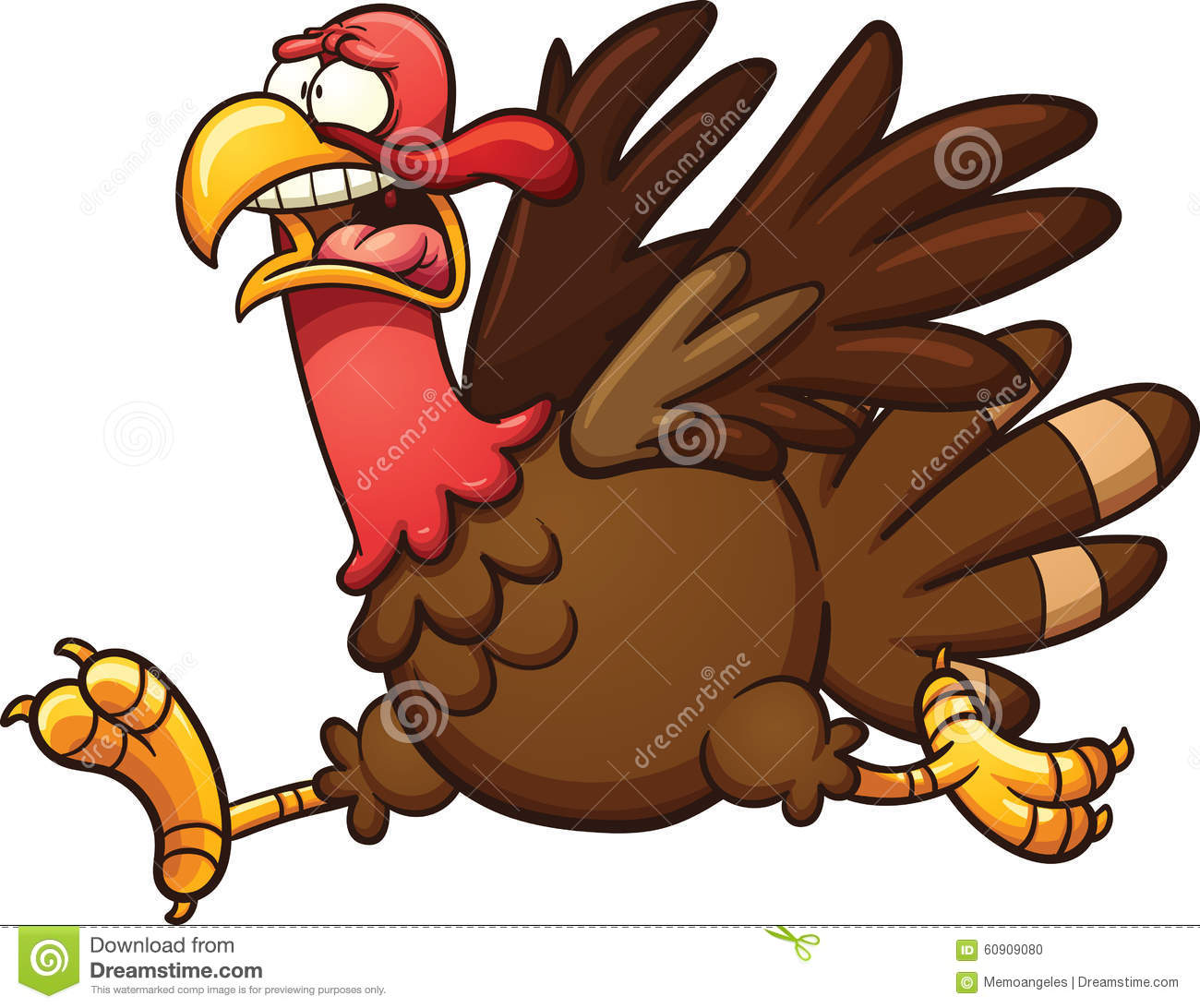 Scared Turkey Stock Vector.