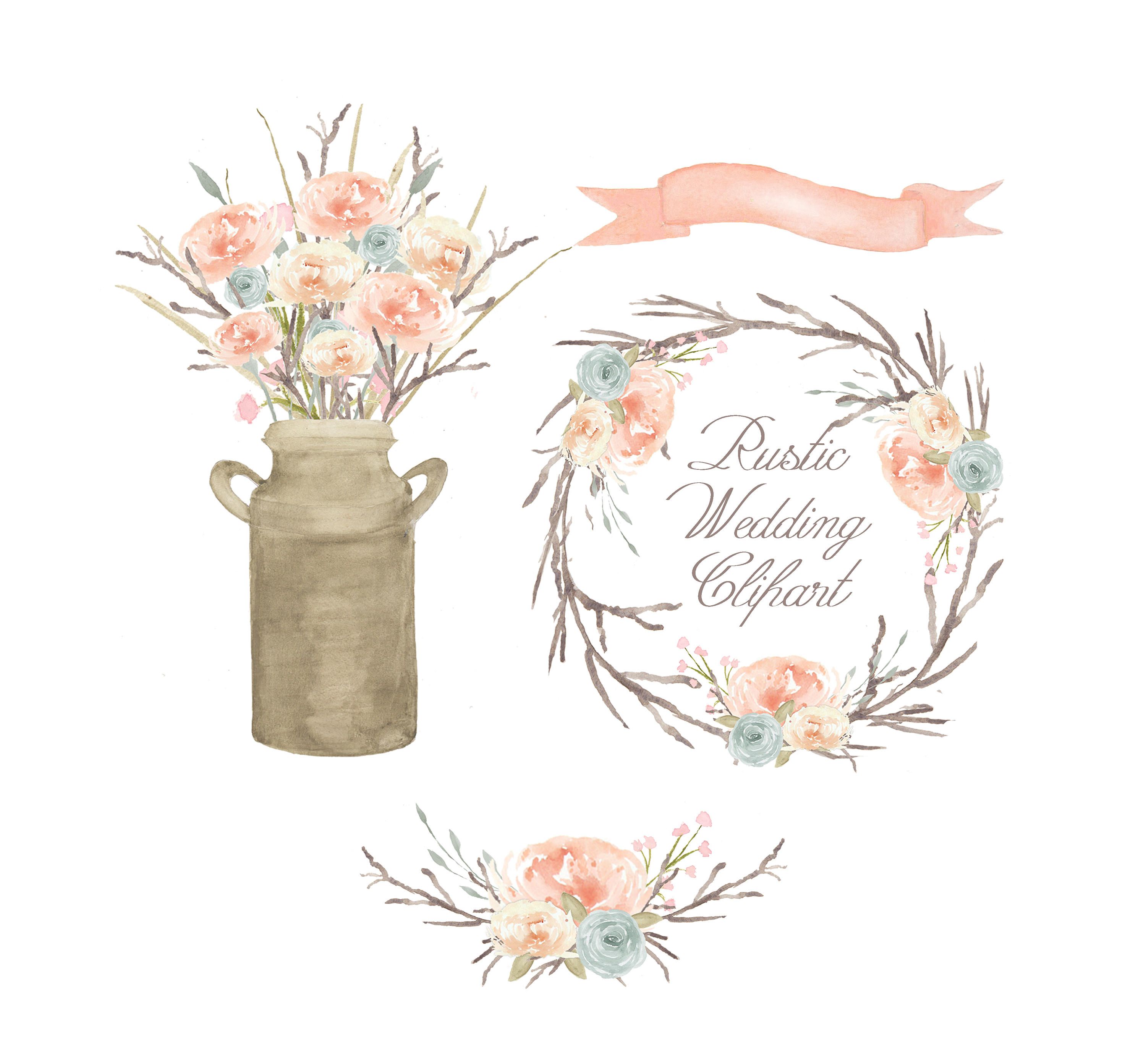 Watercolor Floral clipart, Bouquet clipart, Flower.