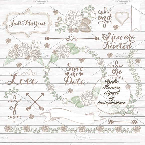 Rustic wedding clipart.